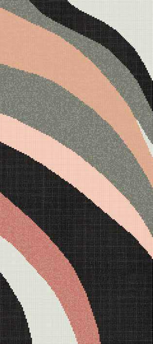 Mosaic tile Bisazza Wears Emilio Pucci by Bisazza, Glass, 129.1x290.5 cm, Surface Finish glossy, Effect fabric, Color multicolor, Style designer